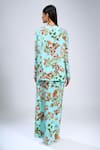 Shop_Anamika Khanna_Blue Embroidery Round Neck Sky Printed Short Kurta And Skirt Set _at_Aza_Fashions