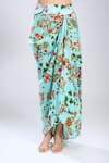 Buy_Anamika Khanna_Blue Embroidery Round Neck Sky Printed Short Kurta And Skirt Set _Online_at_Aza_Fashions