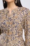 Anamika Khanna_Blue Cotton Embroidery Round Neck Peplum Top With Sharara _at_Aza_Fashions