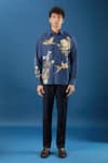 Rohit Bal_Blue Poplin Embroidery Indigo Shirt _Online_at_Aza_Fashions