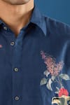 Rohit Bal_Blue Poplin Embroidery Indigo Shirt _Online_at_Aza_Fashions