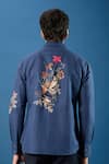 Shop_Rohit Bal_Blue Poplin Embroidery Indigo Shirt _at_Aza_Fashions