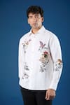 Rohit Bal_Ivory Poplin Embroidery Shirt _at_Aza_Fashions