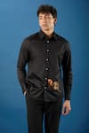 Buy_Rohit Bal_Black Poplin Embroidery Shirt _Online_at_Aza_Fashions