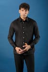 Shop_Rohit Bal_Black Poplin Embroidery Shirt _Online_at_Aza_Fashions