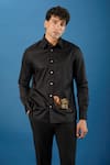Buy_Rohit Bal_Black Poplin Embroidery Shirt _at_Aza_Fashions