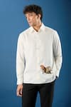 Shop_Rohit Bal_Ivory Poplin Embroidery Shirt _at_Aza_Fashions