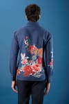 Shop_Rohit Bal_Blue Poplin Embroidery Indigo Shirt _at_Aza_Fashions