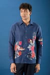 Rohit Bal_Blue Poplin Indigo Shirt _at_Aza_Fashions
