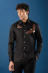 Buy_Rohit Bal_Black Poplin Embroidery Shirt _at_Aza_Fashions