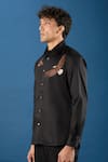 Rohit Bal_Black Poplin Embroidery Shirt _Online_at_Aza_Fashions