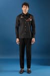 Shop_Rohit Bal_Black Poplin Embroidery Shirt _Online_at_Aza_Fashions