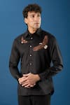 Rohit Bal_Black Poplin Embroidery Shirt _at_Aza_Fashions