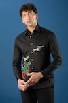 Buy_Rohit Bal_Black Poplin Embroidery Shirt _at_Aza_Fashions