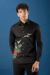 Buy_Rohit Bal_Black Poplin Embroidery Shirt _Online_at_Aza_Fashions