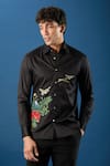 Shop_Rohit Bal_Black Poplin Embroidery Shirt _Online_at_Aza_Fashions