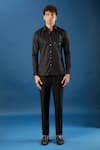 Rohit Bal_Black Poplin Embroidery Shirt _Online_at_Aza_Fashions