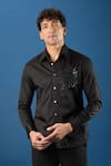 Buy_Rohit Bal_Black Poplin Embroidery Shirt _Online_at_Aza_Fashions