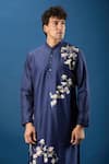 Shop_Rohit Bal_Indigo Chanderi Kurta Set _Online_at_Aza_Fashions