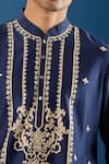 Shop_Rohit Bal_Blue Chanderi Embroidery Kurta Set _Online_at_Aza_Fashions