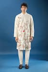 Buy_Rohit Bal_Ivory Chanderi Embroidery Floral Kurta Set _Online_at_Aza_Fashions