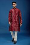 Shop_Countrymade_Maroon Embroidery Abstract Kurta Set _Online_at_Aza_Fashions