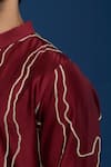 Countrymade_Maroon Embroidery Abstract Kurta Set _at_Aza_Fashions