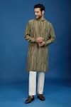 Buy_Countrymade_Olive Green Cotton Embroidery Stitch Work Kurta Set _Online_at_Aza_Fashions