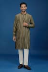 Buy_Countrymade_Olive Green Cotton Embroidery Stitch Work Kurta Set _at_Aza_Fashions