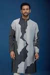 Buy_Countrymade_Navy Cotton Line Pattern Kurta And Pant Set _Online_at_Aza_Fashions