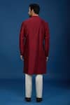 Shop_Countrymade_Maroon Silk Embroidery Scattered Pattern Kurta Set _at_Aza_Fashions