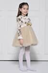 The Pony & Peony Co._Beige Cotton Rose Dress _Online_at_Aza_Fashions