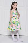 The Pony & Peony Co._Pink Cotton Bows Lime Print Dress _Online_at_Aza_Fashions
