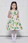 Shop_The Pony & Peony Co._Pink Cotton Bows Lime Print Dress _at_Aza_Fashions