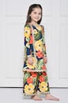 The Pony & Peony Co._Blue Cotton Floral Pattern Kurta With Pant _at_Aza_Fashions