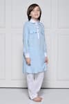 Buy_The Pony & Peony Co._Blue Cotton Plain Kurta With Pant _Online_at_Aza_Fashions