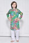 Buy_The Pony & Peony Co._Green Cotton Floral Pattern Kurta With Pant _at_Aza_Fashions