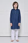 Buy_The Pony & Peony Co._Blue Cotton Plain Kurta With Pant _at_Aza_Fashions