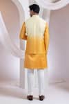 Smriti By Anju Agarwal_Mustard Chanderi Embroidery Blossom Nehru Jacket _Online_at_Aza_Fashions