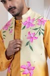 Shop_Smriti By Anju Agarwal_Mustard Chanderi Embroidery Blossom Nehru Jacket _Online_at_Aza_Fashions