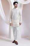 Buy_Smriti By Anju Agarwal_Ivory Chanderi, Cotton Embroidery Linearc Kurta With Pant _at_Aza_Fashions