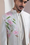 Smriti By Anju Agarwal_Ivory Chanderi Embroidery Floral Pattern Jacket And Pant Set _at_Aza_Fashions