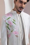 Buy_Smriti By Anju Agarwal_Ivory Chanderi, Cotton Embroidery Floral Pattern Achkan Set 