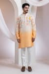 Buy_Smriti By Anju Agarwal_Orange Chanderi, Cotton Embroidery Sunbird Blossom Kurta With Pant _at_Aza_Fashions