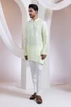 Smriti By Anju Agarwal_Green Silk, Cotton Embroidery Kurta With Pant _Online_at_Aza_Fashions