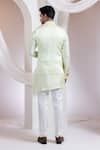 Shop_Smriti By Anju Agarwal_Green Silk, Cotton Embroidery Pastel Forest Mist Nerhu Jacket Kurta Set _at_Aza_Fashions