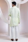Smriti By Anju Agarwal_Green Silk, Cotton Embroidery Pastel Forest Mist Nerhu Jacket Kurta Set _at_Aza_Fashions