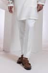 Smriti By Anju Agarwal_Blue Chanderi, Cotton Embroidery Neelra Kurta Set _Online_at_Aza_Fashions