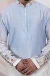 Buy_Smriti By Anju Agarwal_Blue Chanderi, Cotton Embroidery Neelra Kurta Set _Online_at_Aza_Fashions