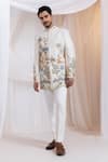 Buy_Smriti By Anju Agarwal_Off White Chanderi Embroidery Darbaar Royale Jungle Pattern Bandhgala Set _at_Aza_Fashions